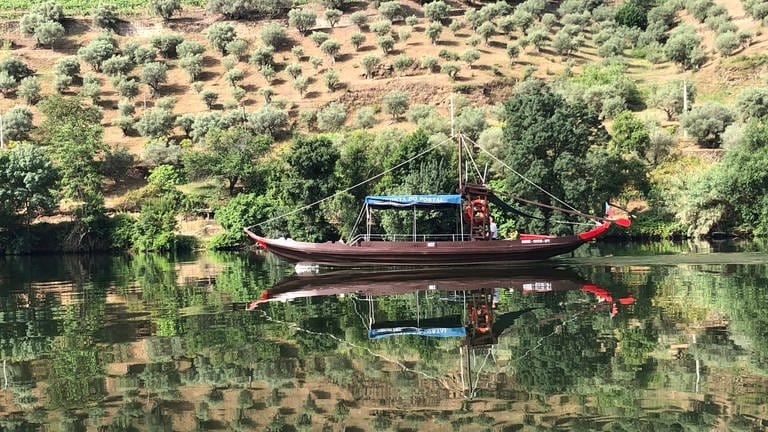 Rabelo-Boot. Mit diesen Booten wurde einst Wein nach Porto transportiert.